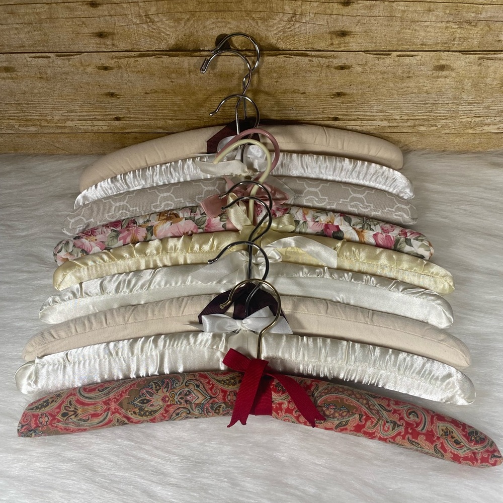 Elegant Assorted Padded Hangers Set of 9 Satin Cloth